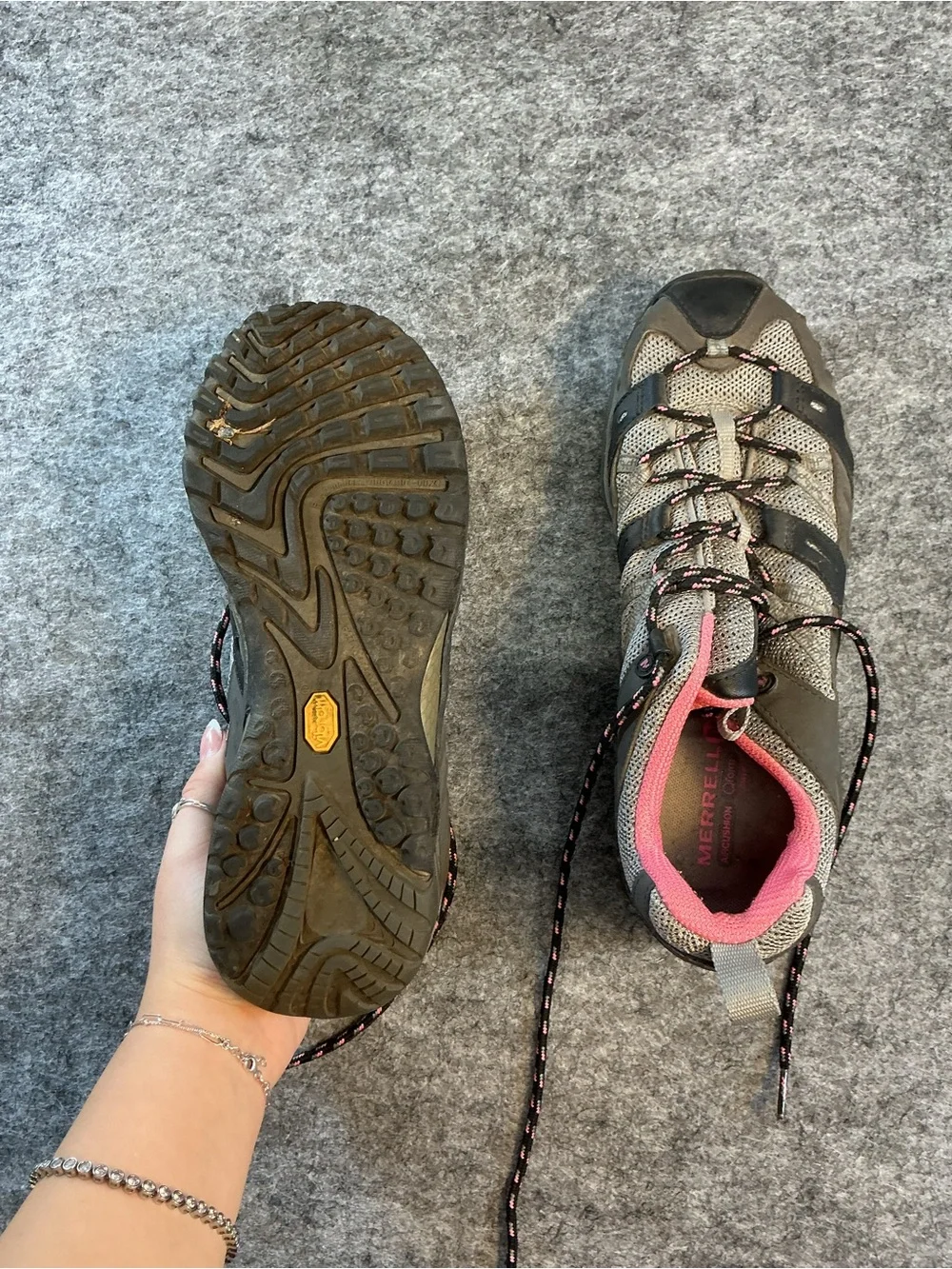 Merrell Women's Gray and Pink Trail Running Shoes Size 10